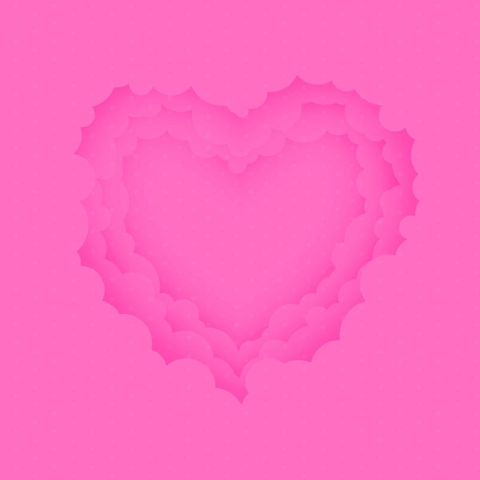 Paper cut heart shape 3D design. Template for Valentines day and