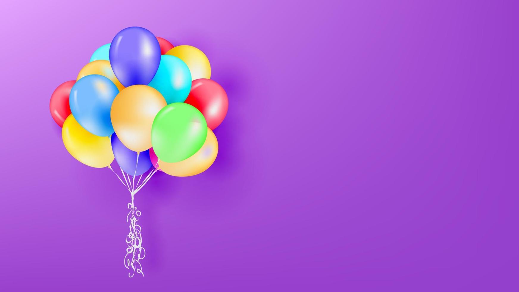 Montón de globos brillantes y espacio para texto sobre fondo de color vector