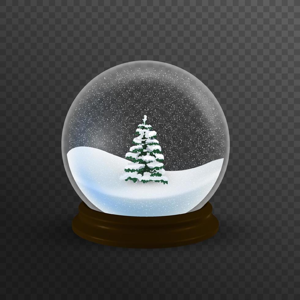 globo de nieve navideño realista con árbol de navidad dentro vector