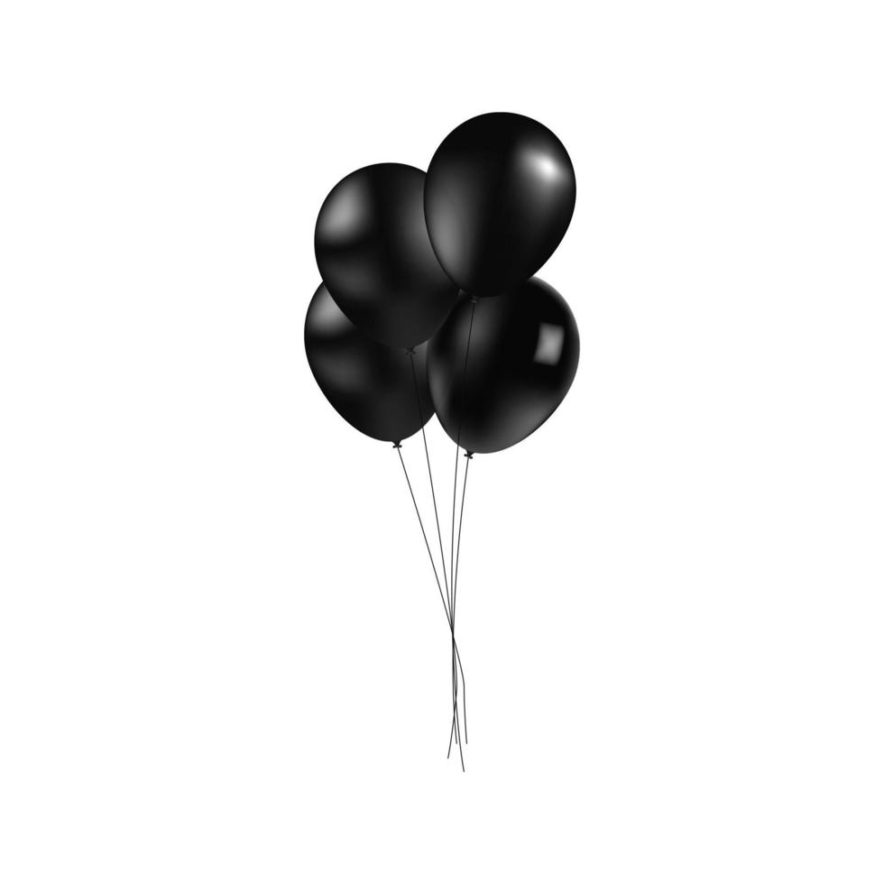 Black balloons isolated on white background. Realistic vector black balloons.