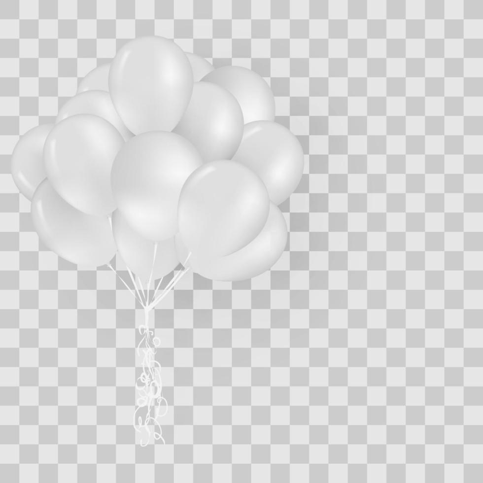 Flying Realistic Glossy white Balloons with Party and Celebration concept on white background, vector illustration