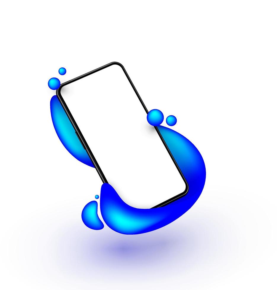Smartphone frameless blank screen, rotated position. 3d isometric illustration cell phone. Smartphone perspective view. Template for infographics, presentation business card, flyer, brochure, poster. vector