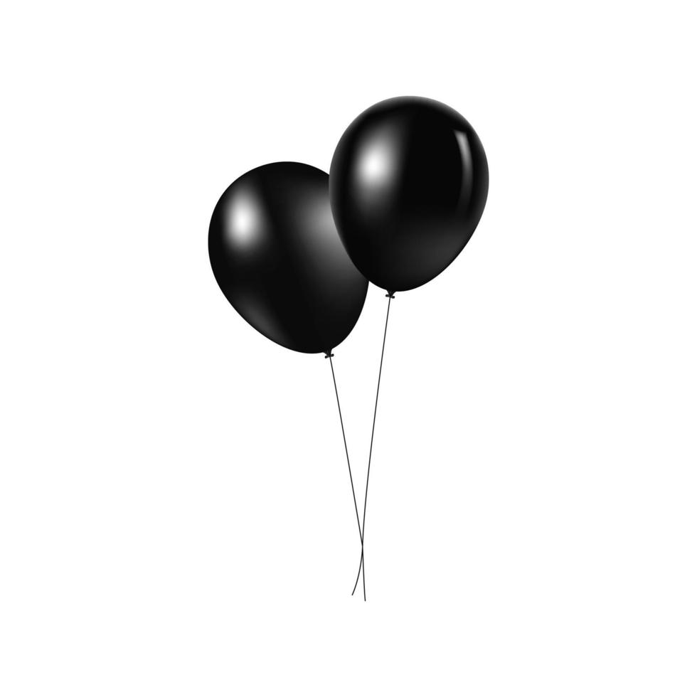 Black balloons isolated on white background. Realistic vector black