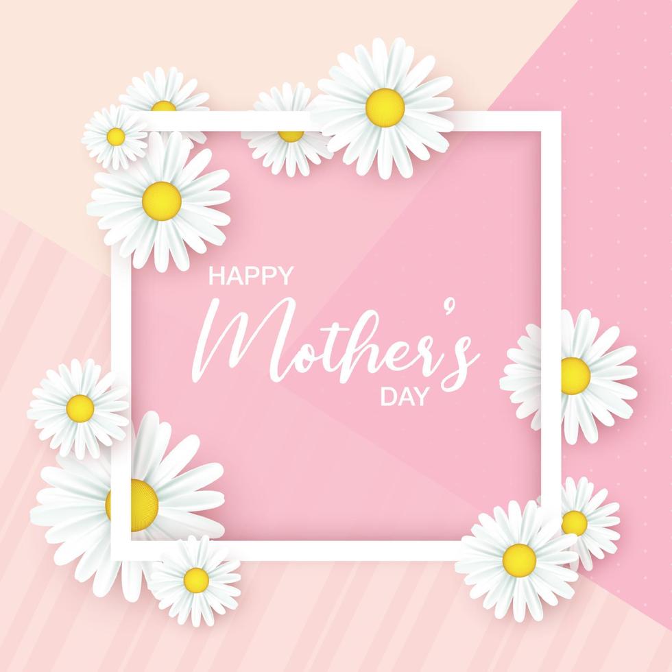Happy Mothers Day greetings design with 3D roses background vector