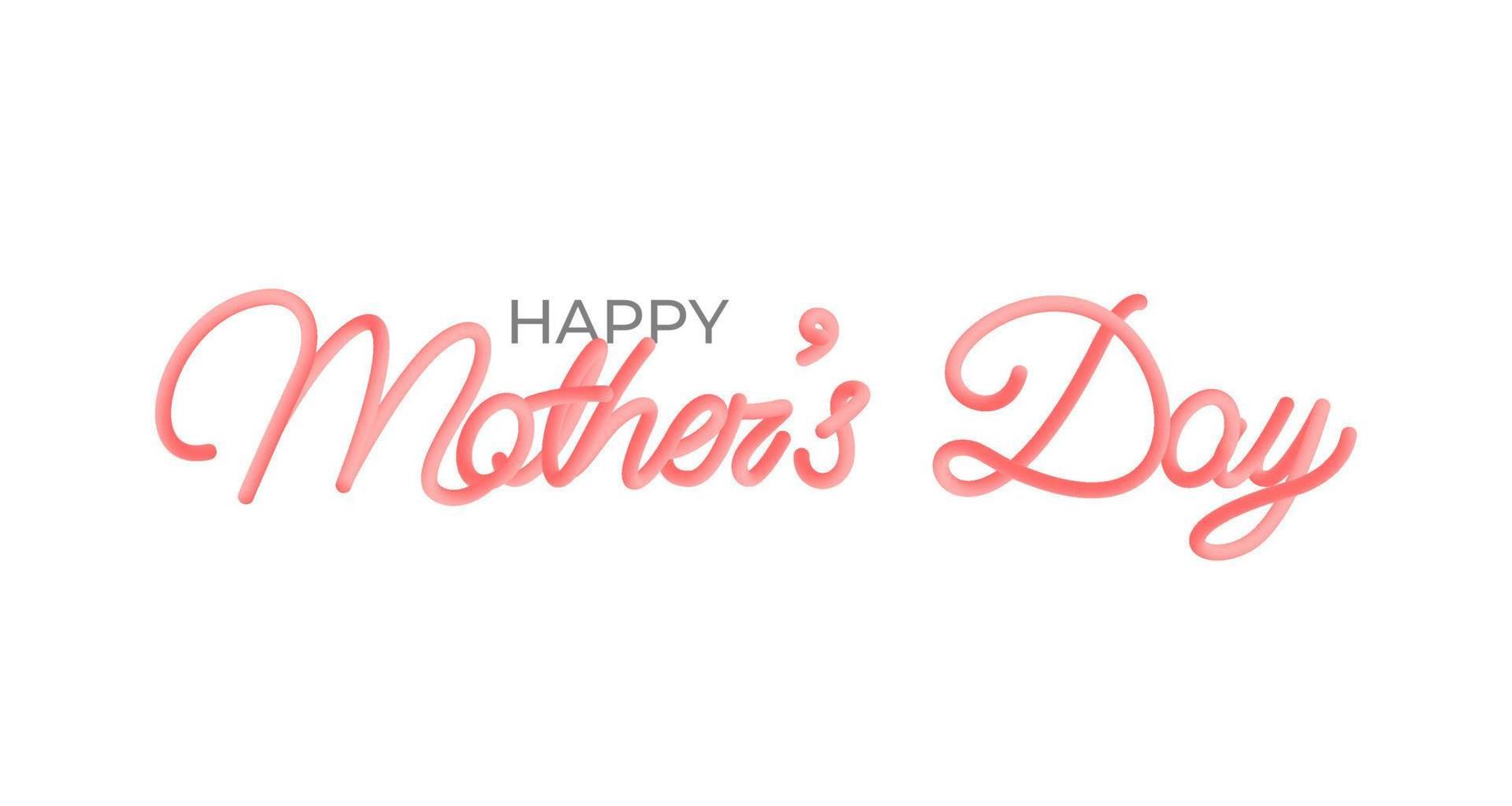 Hand drawn lettering mothers day inscription, with 3d shadow, isolated on coral white background. Vector illustration