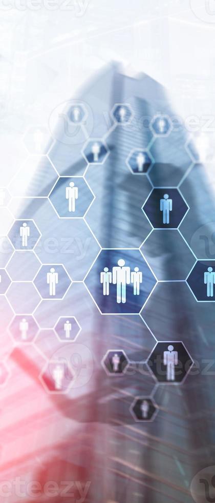 Vertical Panorama Banner. HR, Human Resources, Recruitment, Organisation structure and social network concept photo