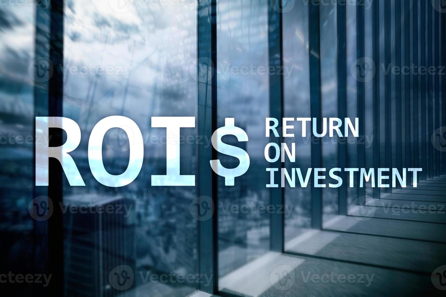 Return On Investment Financial Management Revenue Concept. Virtual screen background. photo