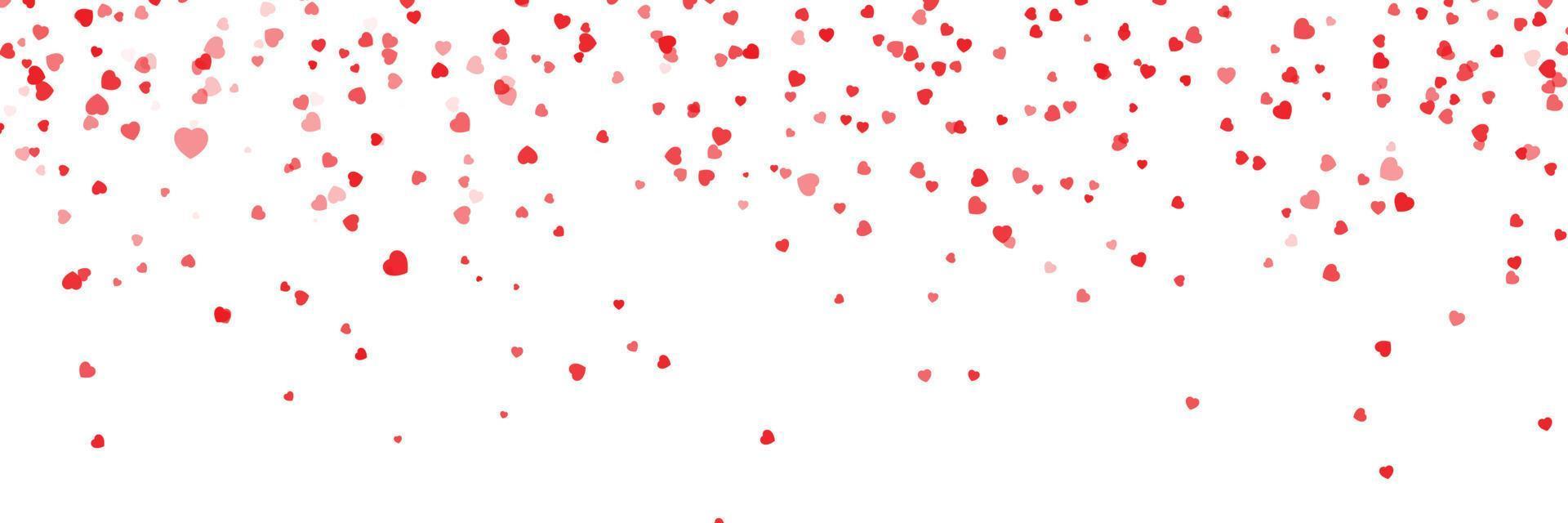 Todo lo que necesitas es amor. vista de cerca de corazones de confeti de color rojo sobre fondo rosa. ilustración vectorial confeti de corazón del día de san valentín. confeti de corazón vectorial. vector