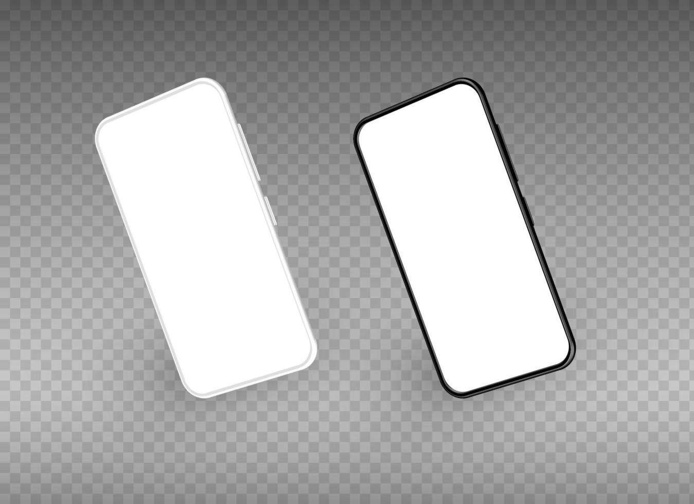 Set of two different of black and white smart phones. vector