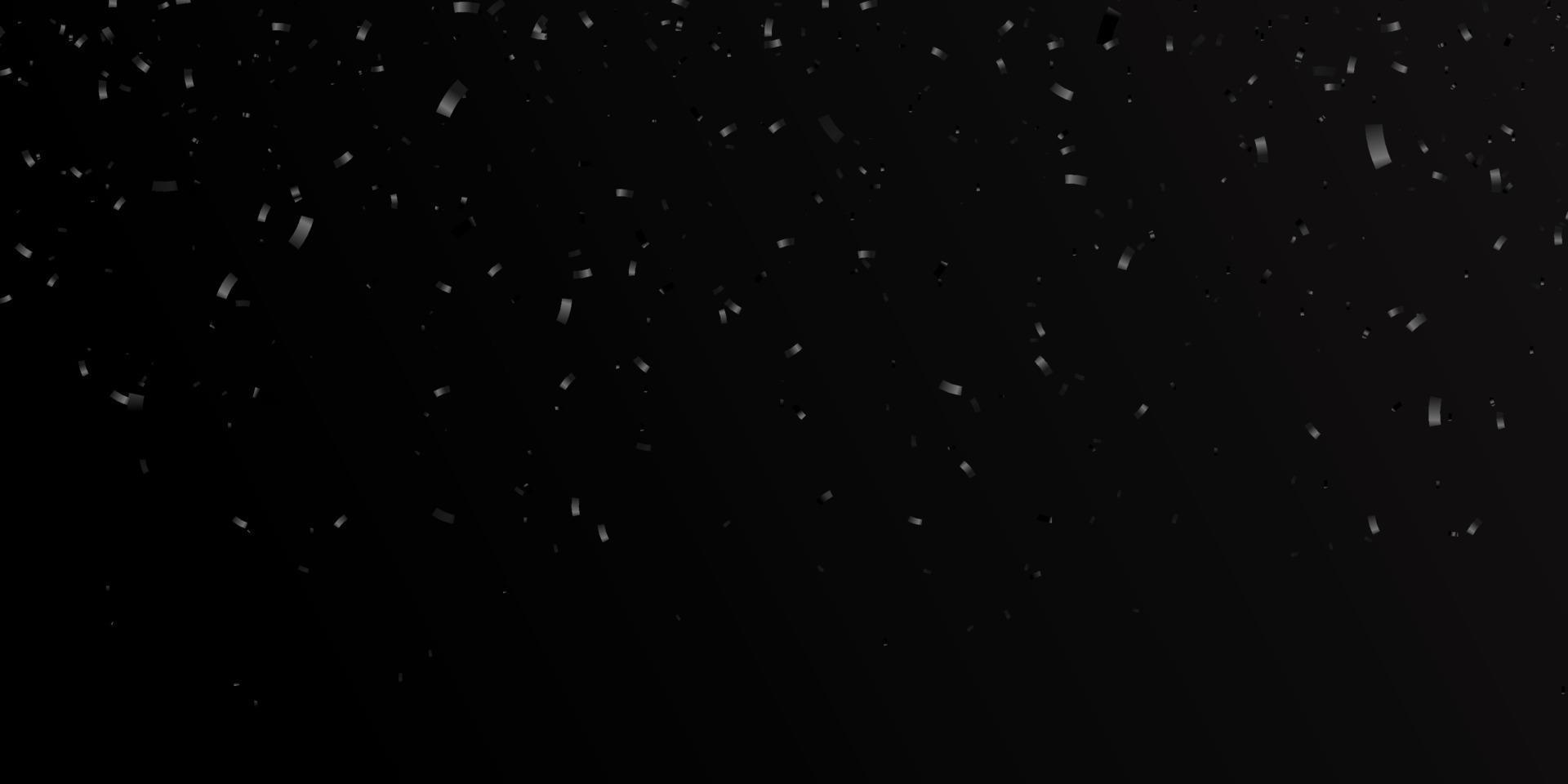 black confetti isolated on black background. Vector black background