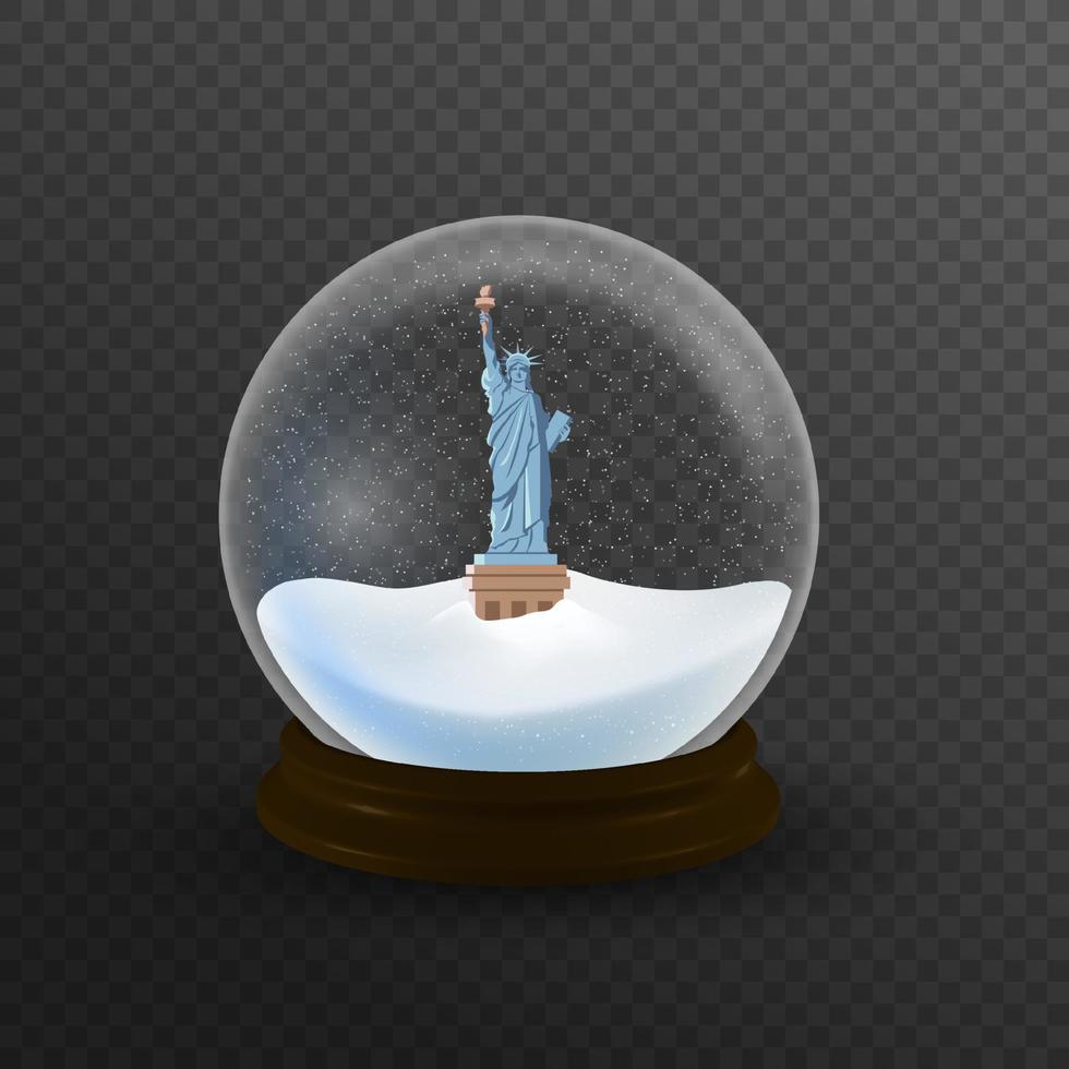 la bola de nieve de la estatua de la libertad. ilustración vectorial de estilo plano. vector