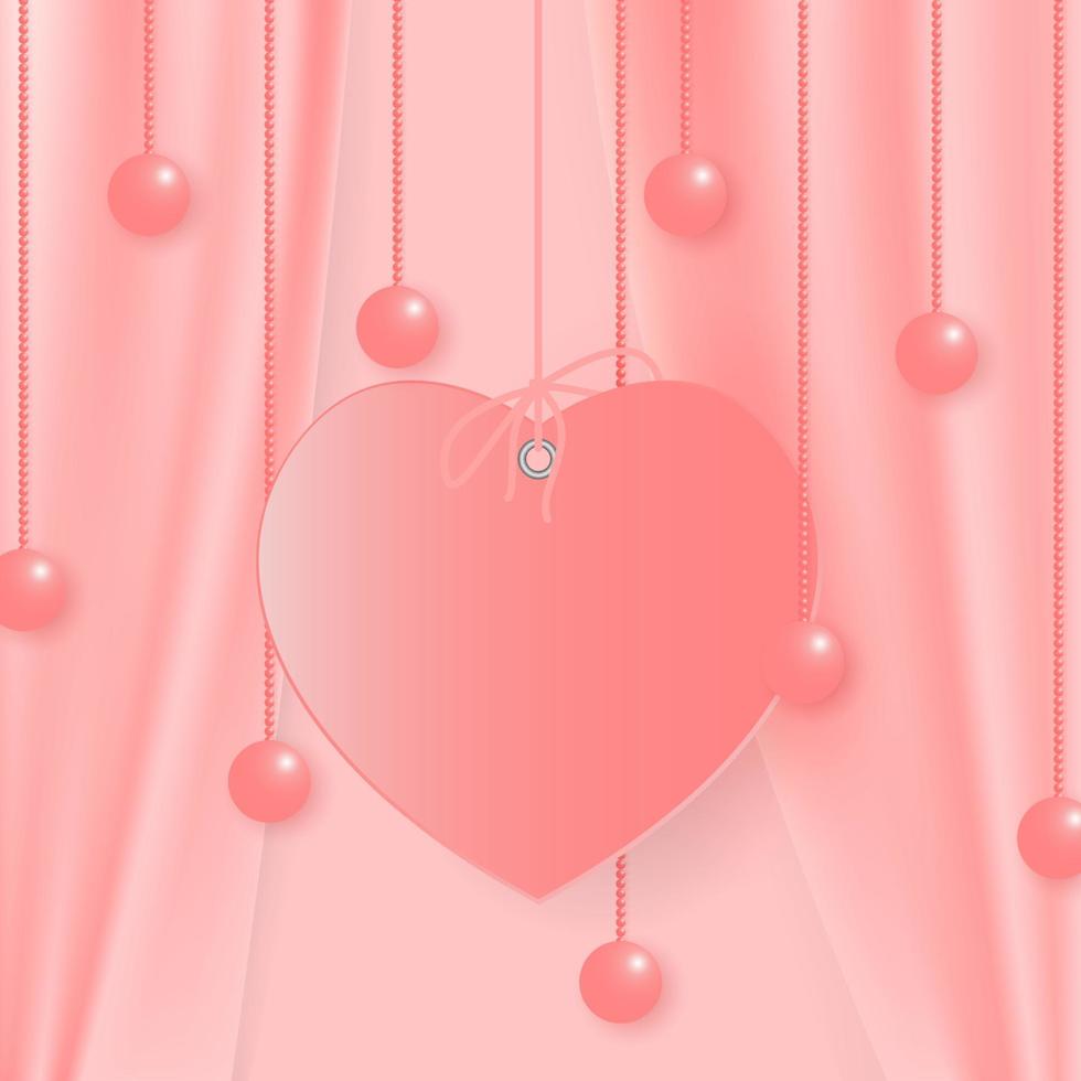 Stage with red curtain and spotlight great, heart-shaped. Illustration of the designer vector