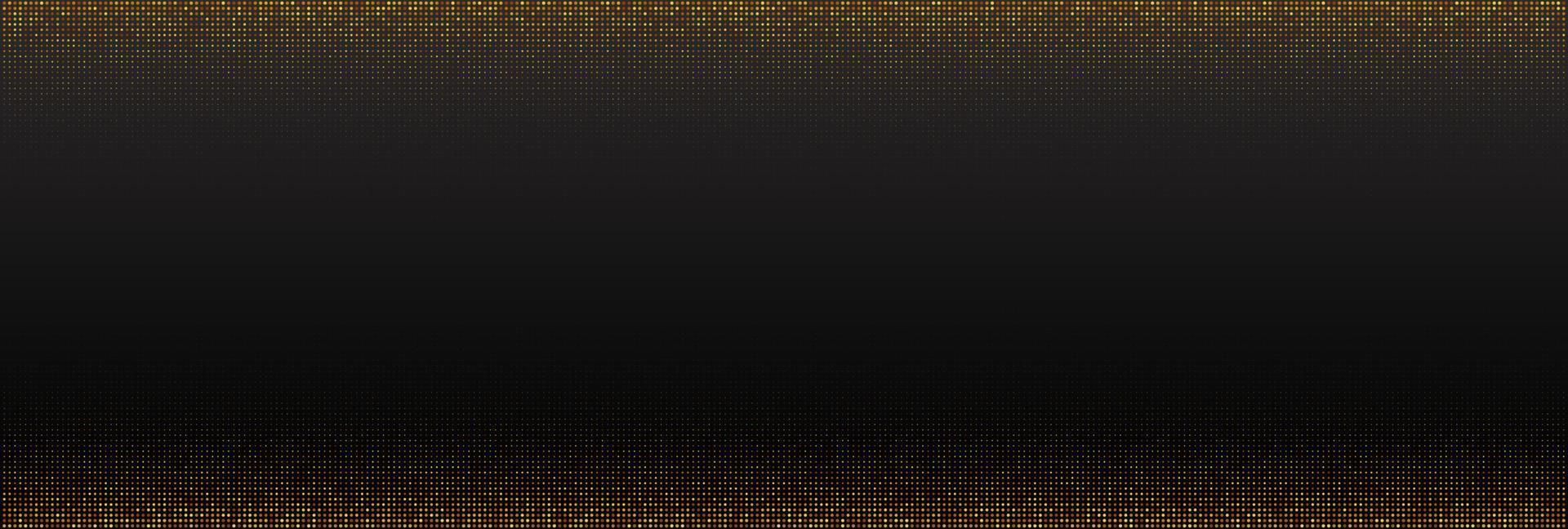 Abstract black background textured with radial golden halftone pattern. Vector illustration. Decoration element with stamped dotted ornament. Creative cover design template. Bursting light rays shape