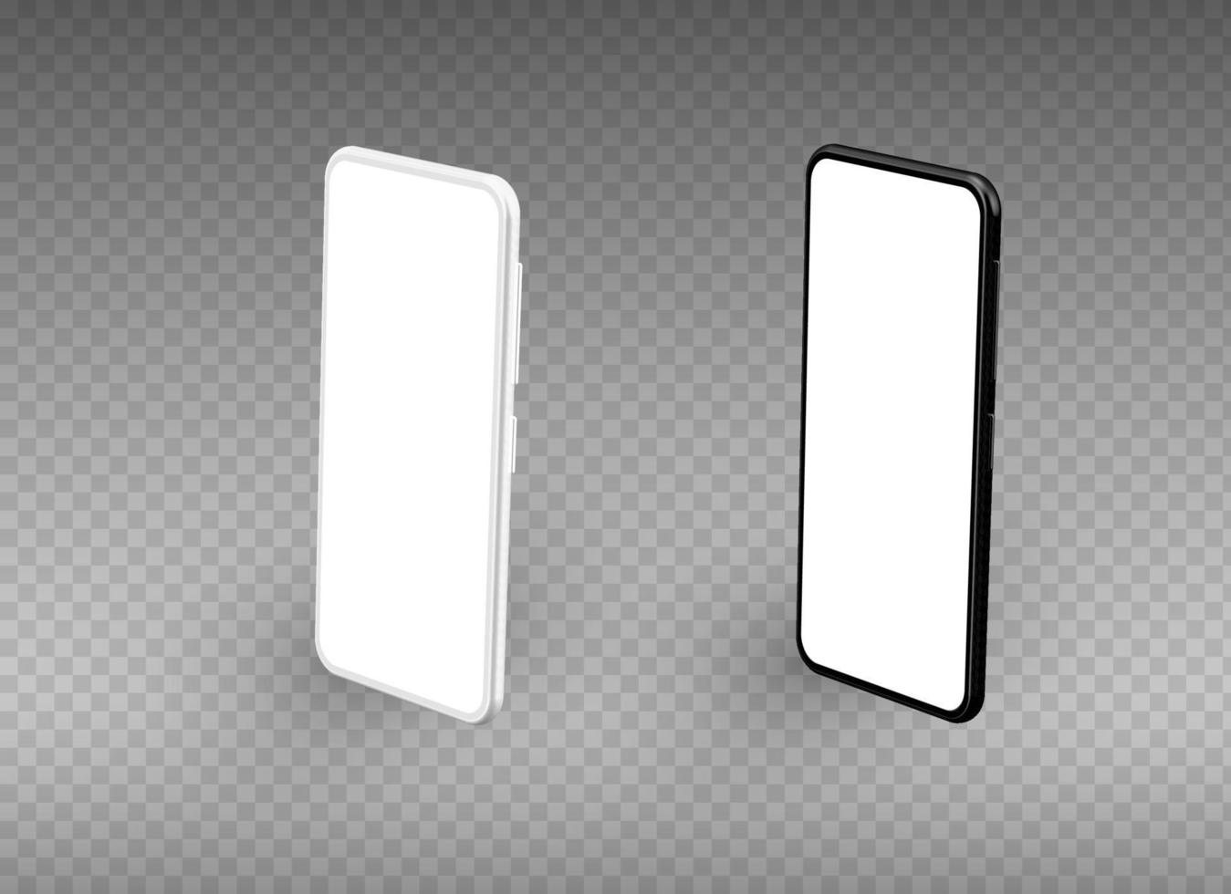 conjunto de dos teléfonos inteligentes diferentes en blanco y negro. vector