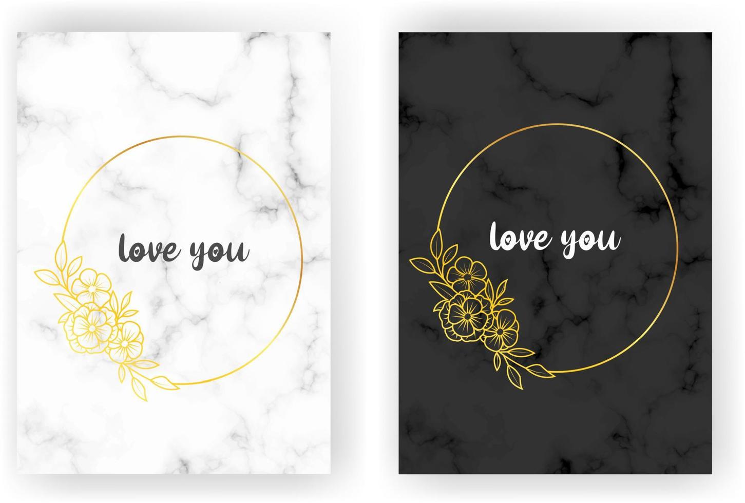 A4 Card Set with, white and black marble and gold lines. Luxury template with text place for wedding invite, greeting, birthday card and covers vector