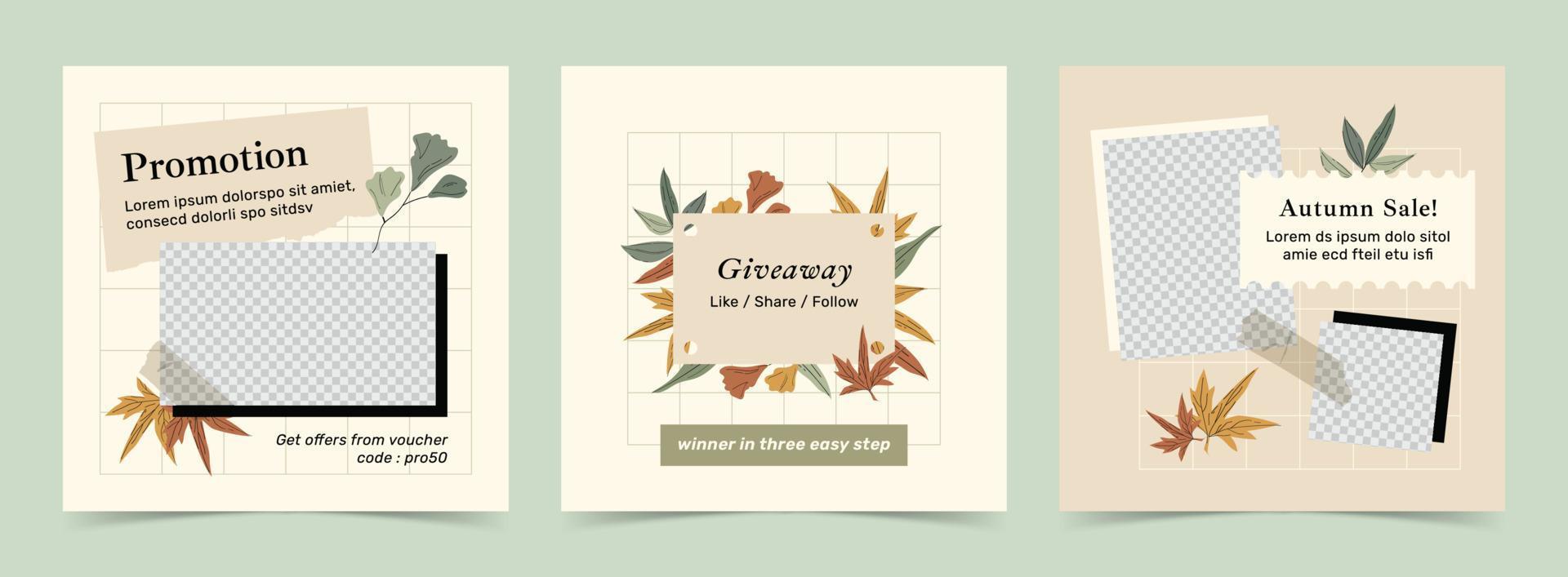 Welcome Autumn Instagram Template vector