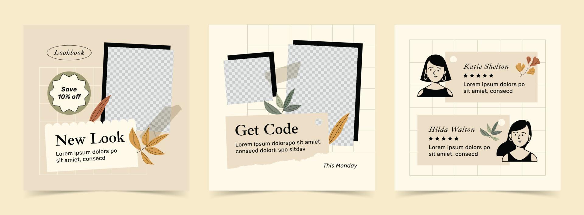 Welcome Autumn Instagram Template vector