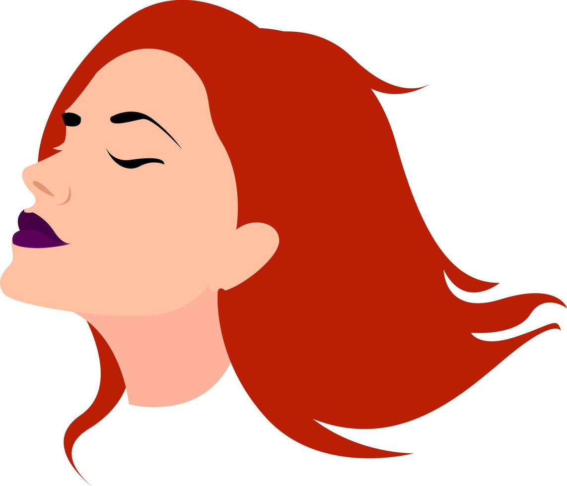 Girl with red hair, illustration, vector on white background.