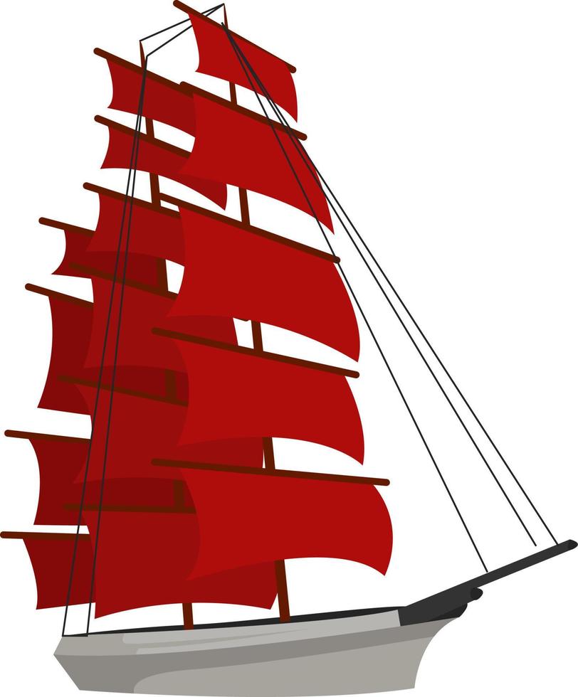 Scarlet Sails, illustration, vector on white background