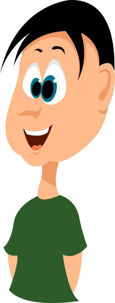 Boy with green shirt, illustration, vector on white background.