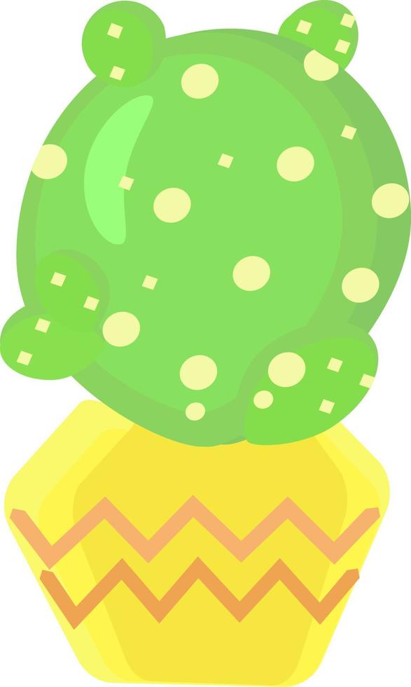 Cactus in yellow pot, illustration, vector on white background