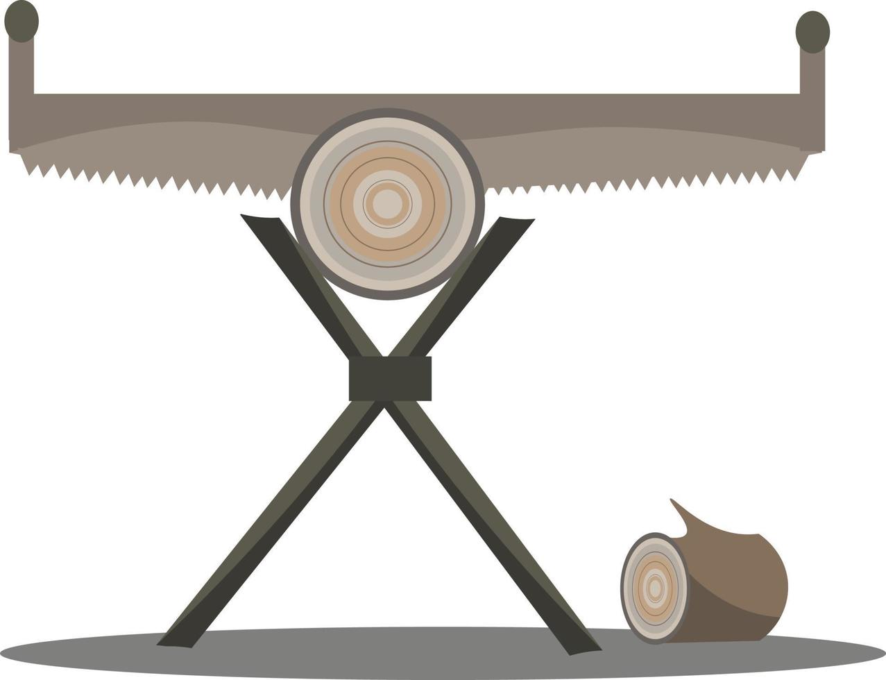 Crosscut saw, illustration, vector on white background.