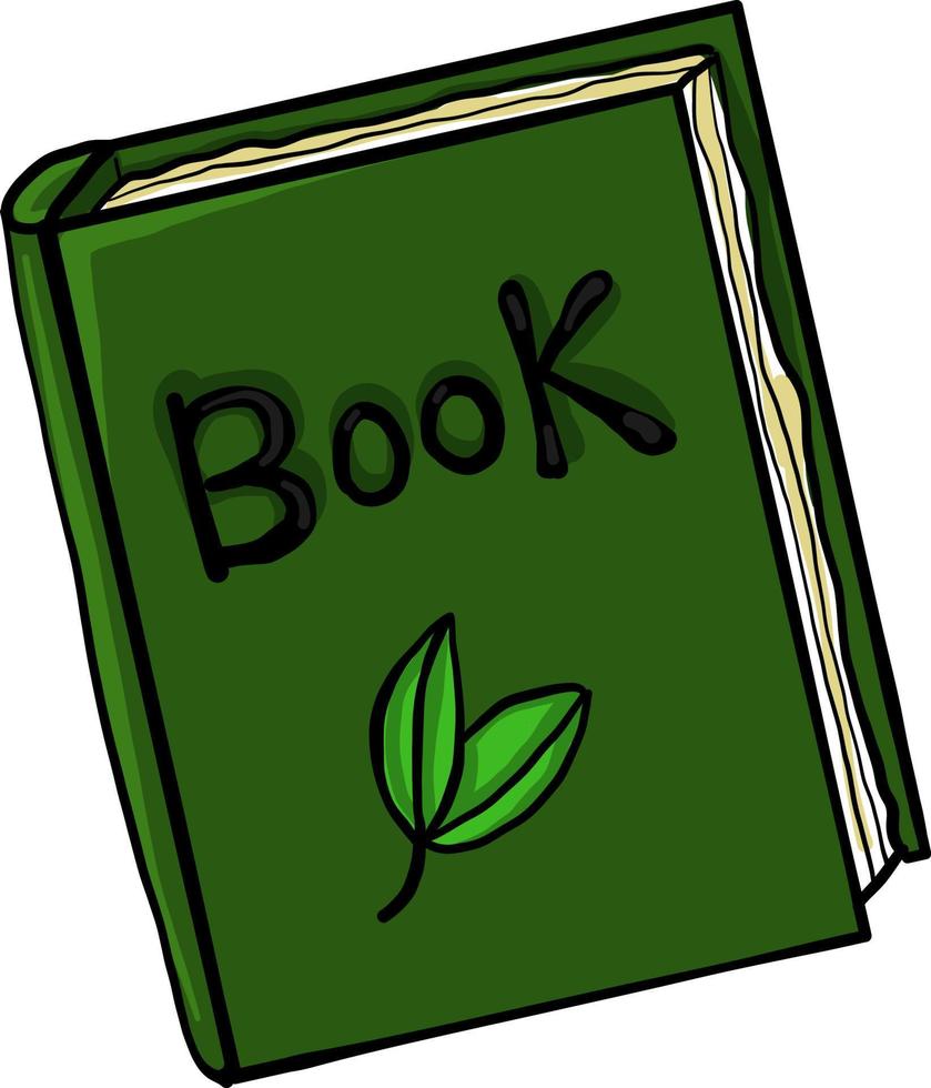 Green book, illustration, vector on a white background.