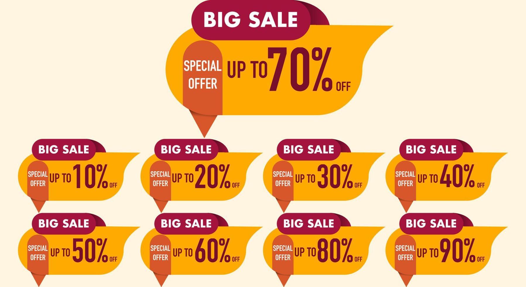 Big sale vector banner design Special special offer text. Layout banner template design for shopping discount promotion. Vector illustration.