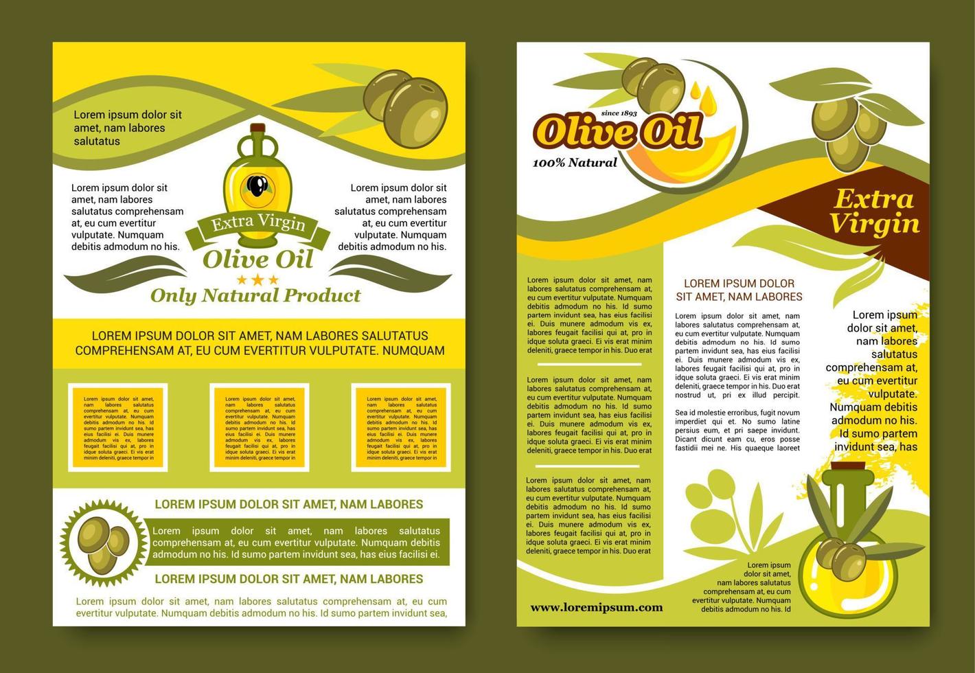 Olive oil extra virgin product vector posters set