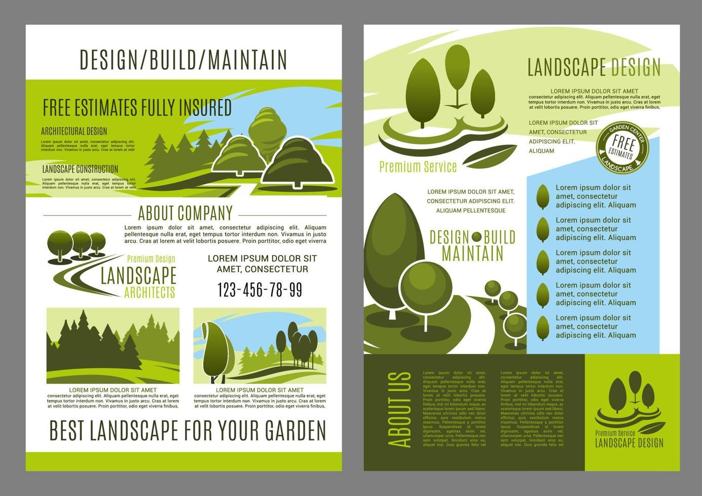 folleto de vector de construcción de diseño de paisaje