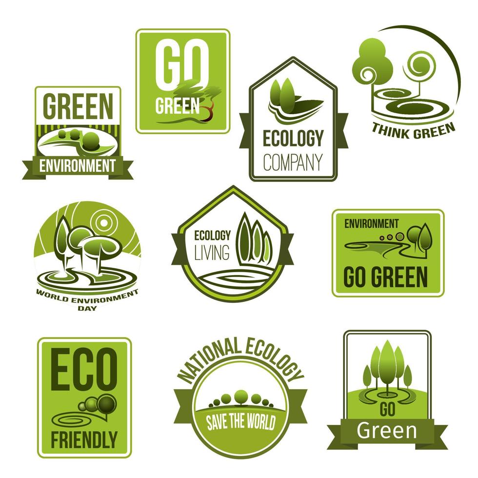 Vector icons set for nature ecology environment