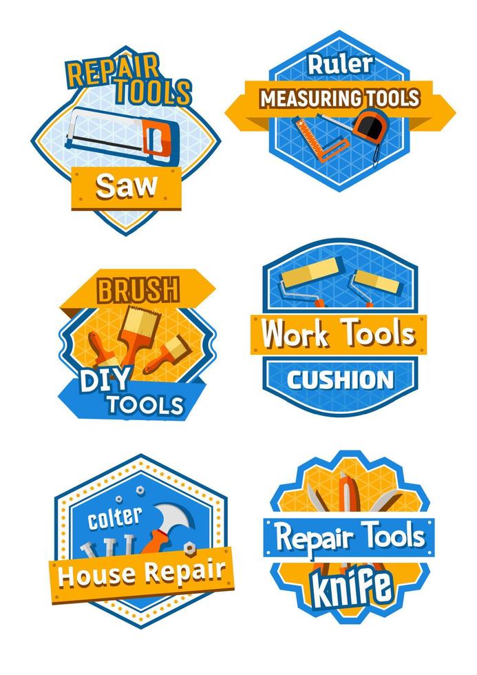 Vector icons of home construction and repair tools