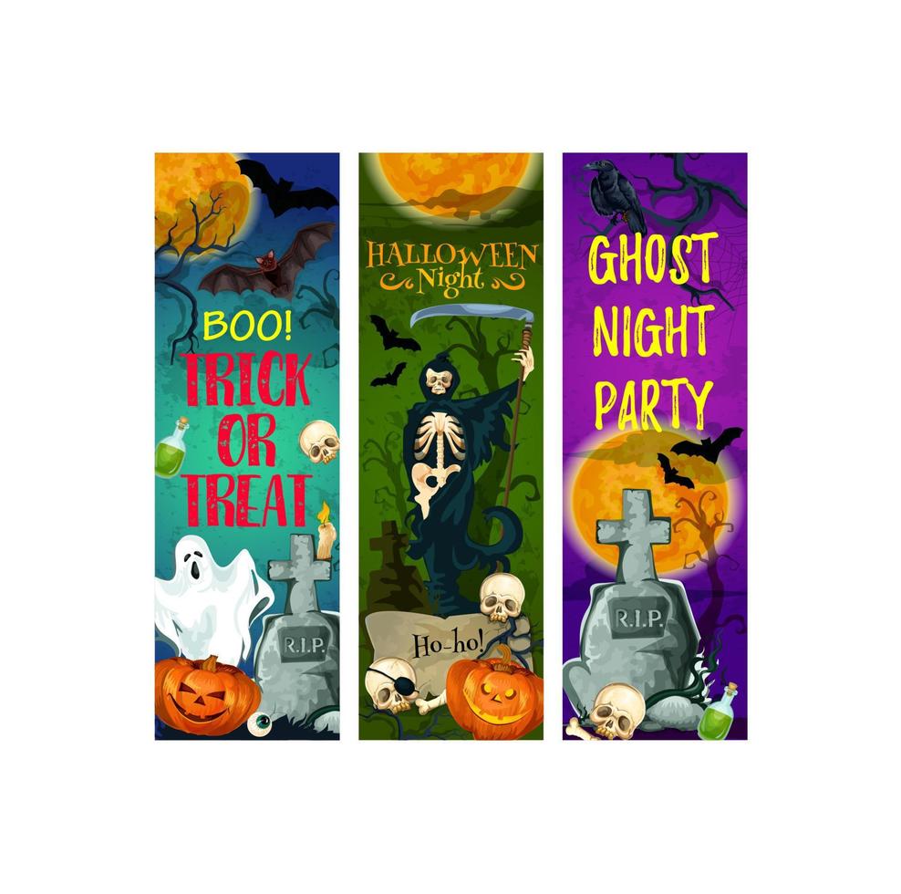 Halloween ghost party banner of october holiday vector