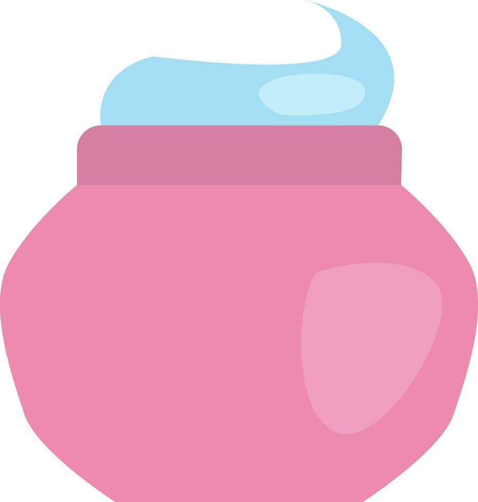 Blue face cream in pink container, illustration, vector, on a white background. vector