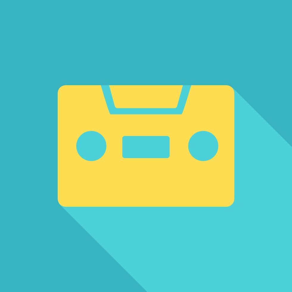 Old yellow cassette, illustration, vector, on a white background. vector