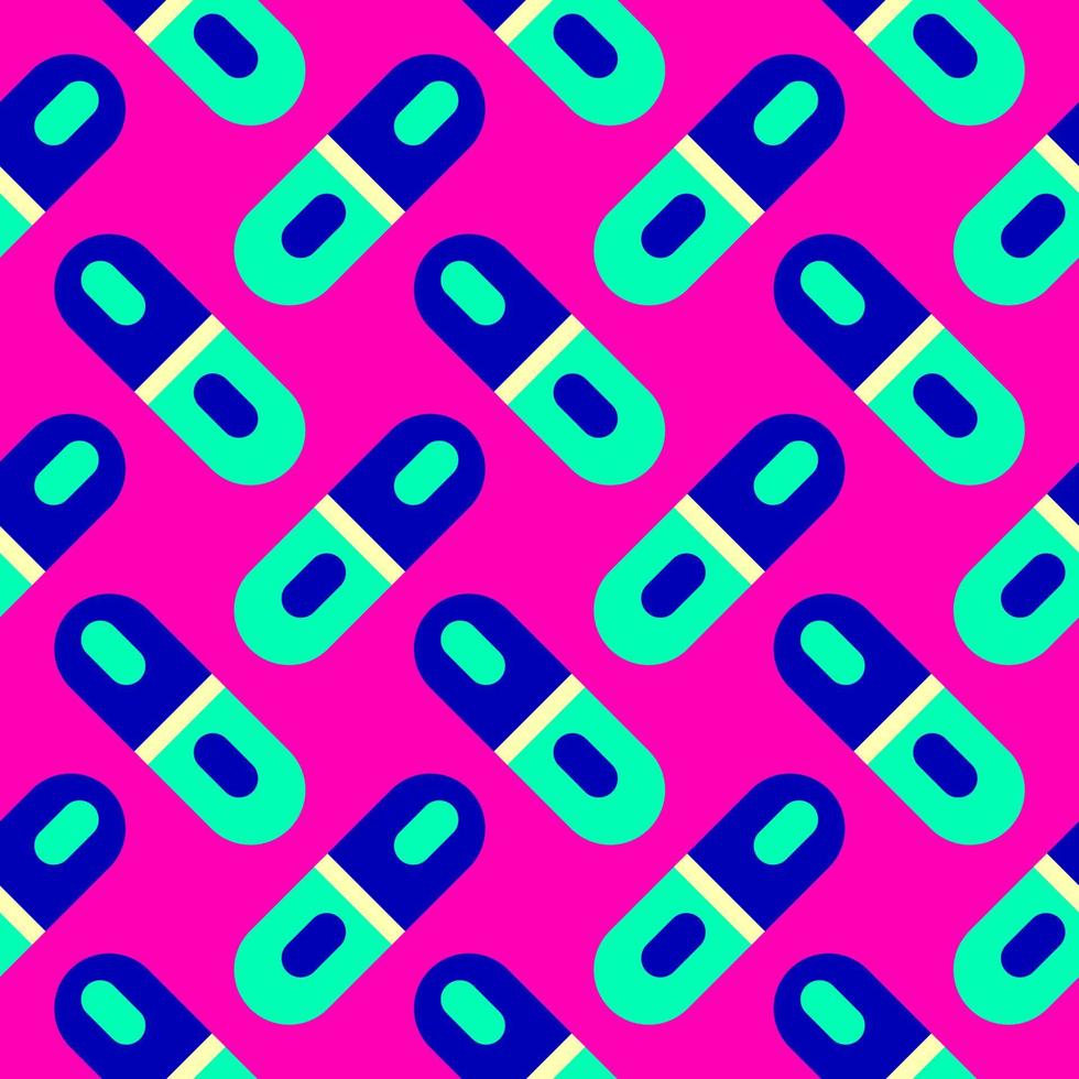 Blue capsules, seamless pattern on pink background. vector