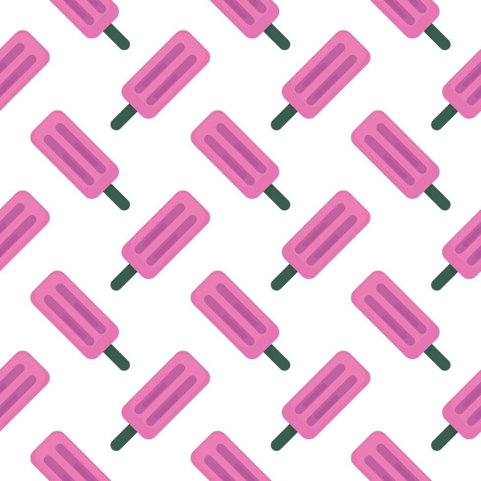 Cute pink ice cream ,seamless pattern on white background. vector