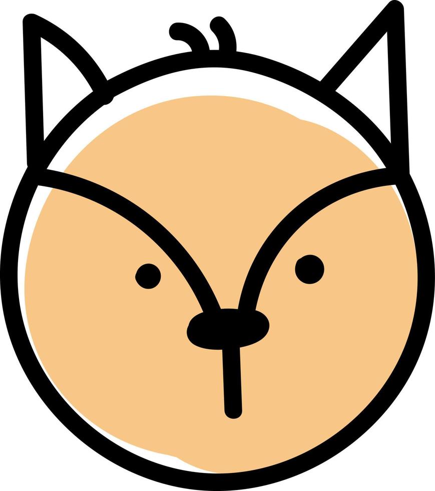 Light orange fox head, illustration, vector on white background.