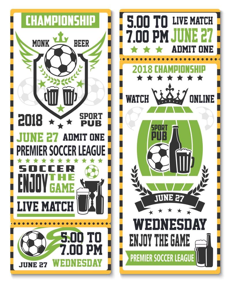 Sport game ticket for soccer match vector