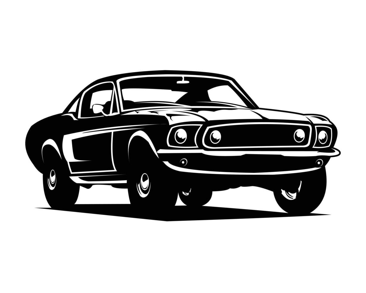 the best ford mustang 429 muscle car for logos, badges, emblems and the car company industry. isolated white background performing from front available as eps 10. vector