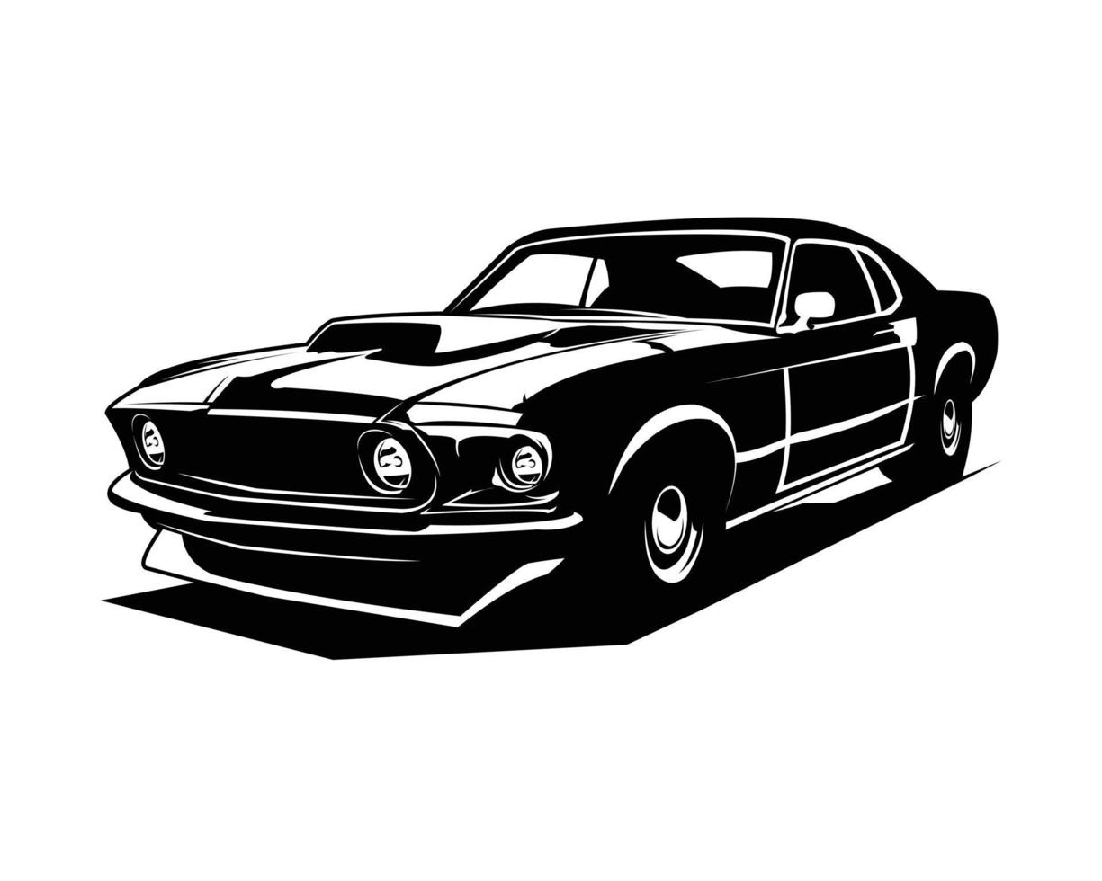 mejor coche de músculo ford mustang 429 para logotipo, placa, emblema, icono. fondo blanco aislado que se muestra desde un lado disponible en formato eps 10. vector