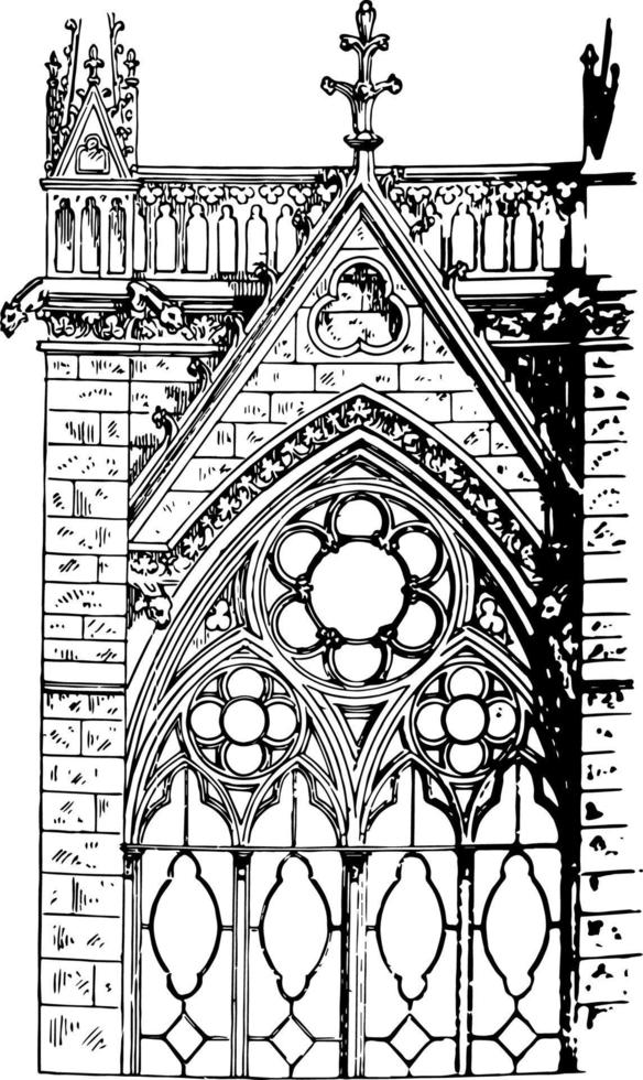 Tracery Foliations, larger or enclosing circle,  vintage engraving. vector