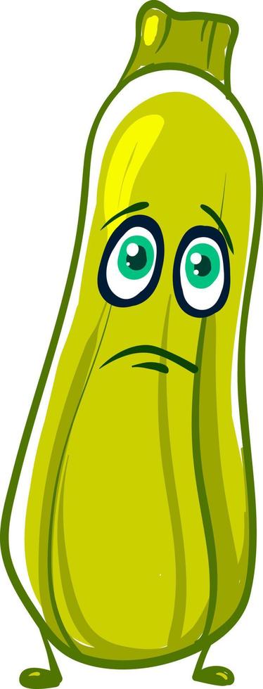 Sad big zucchini, illustration, vector on white background.