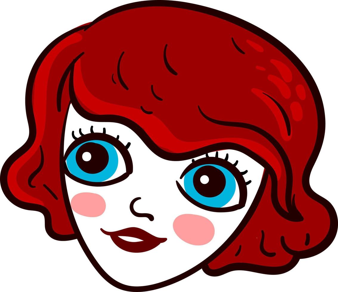 Girl with red hair, illustration, vector on white background