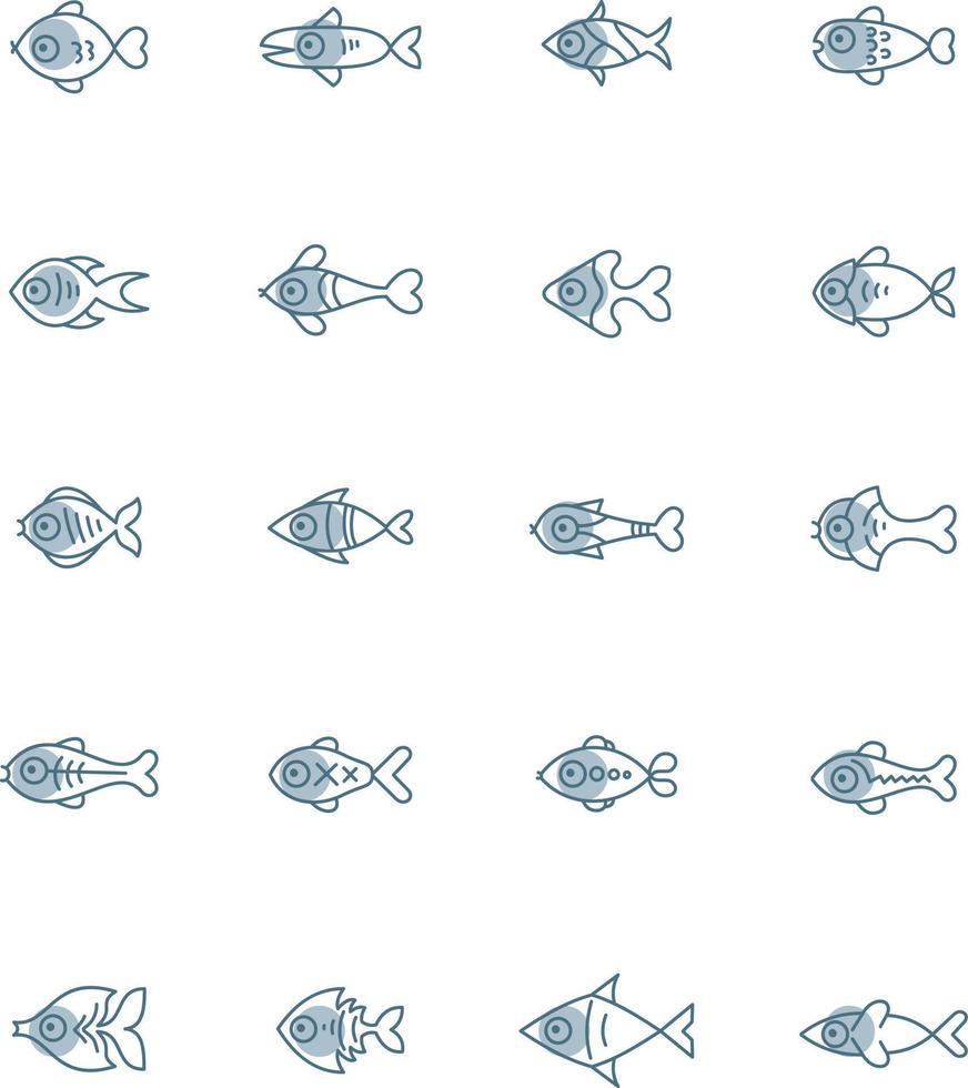 paquete de iconos de pescado, ilustración, vector sobre fondo blanco.