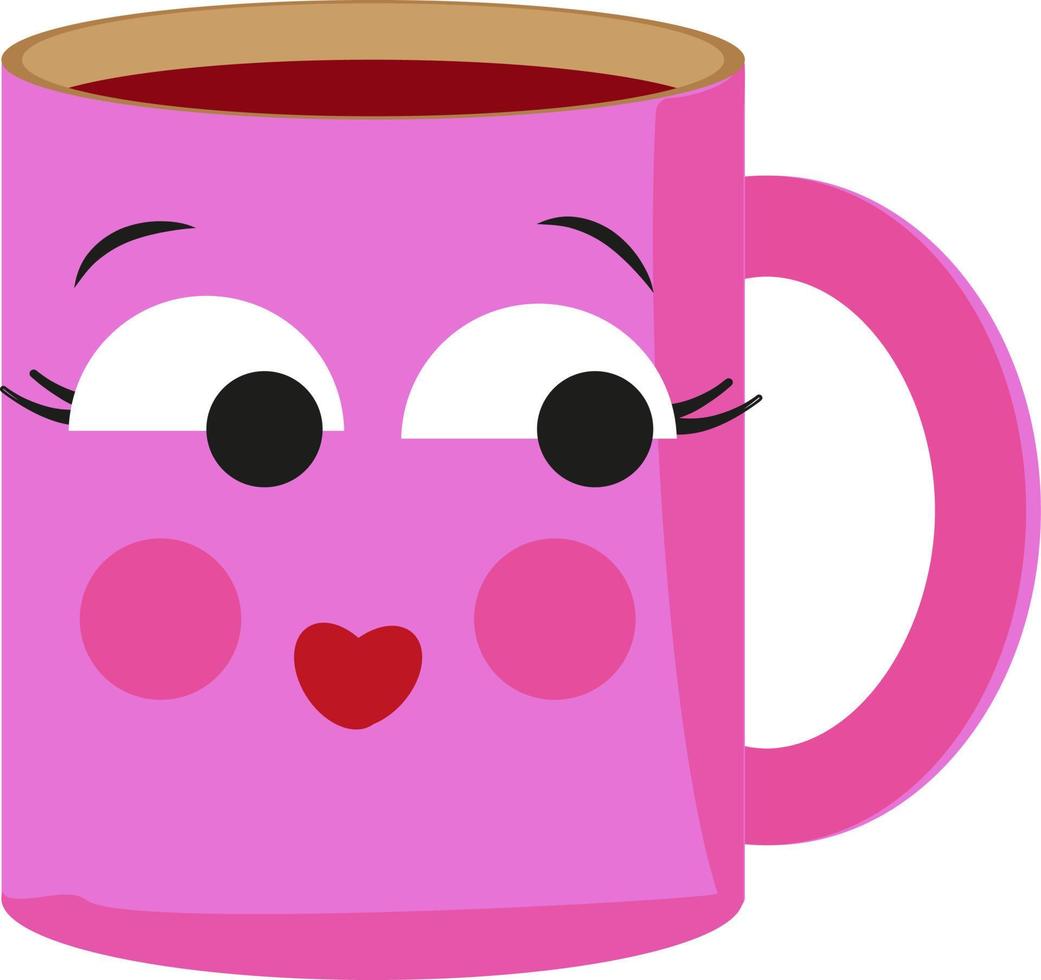 Pink mug, illustration, vector on a white background.