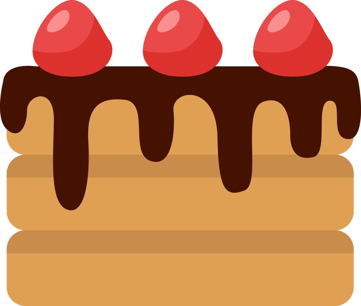 Strawberry and chocolate cake, illustration, vector on a white background.