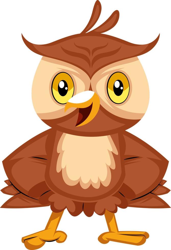 Happy owl smiling, illustration, vector on white background.