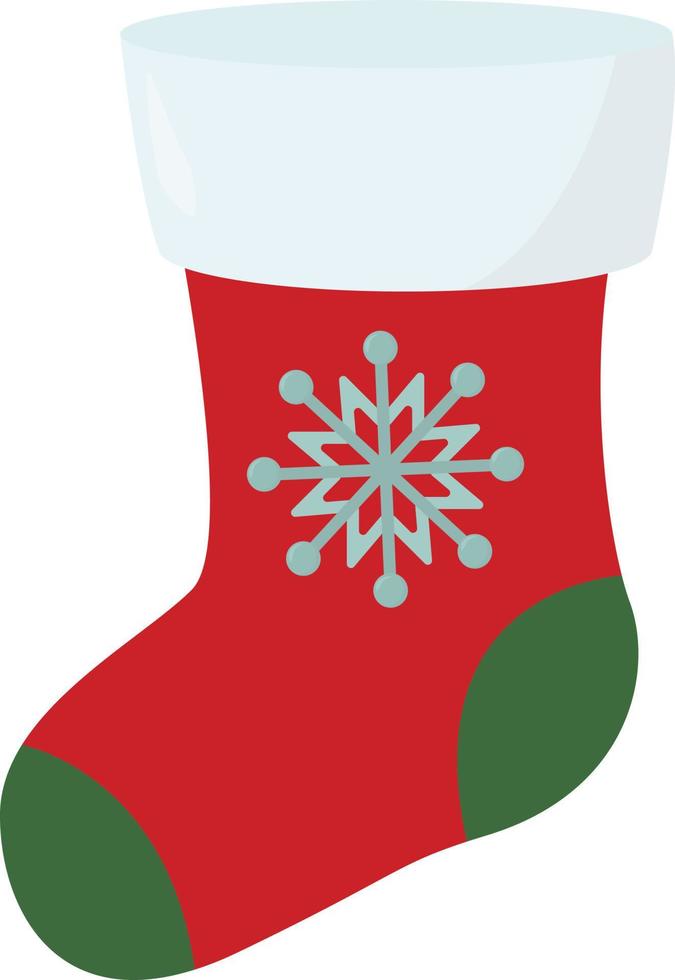 Christmas stocking, illustration, vector on white background.