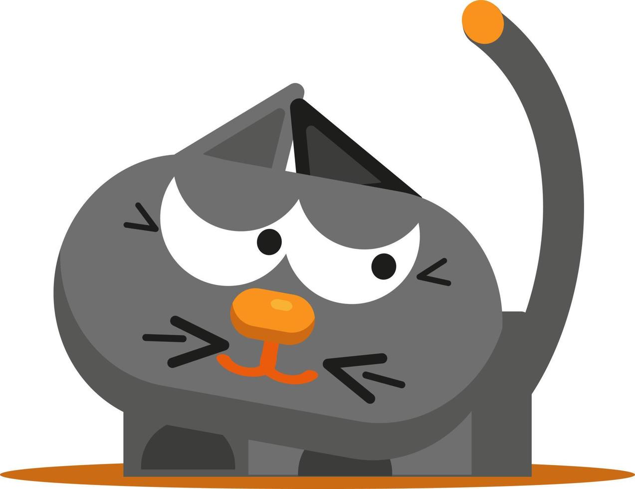 gato gris enojado, ilustración, vector sobre fondo blanco.
